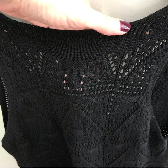 ZARA | Crochet Knit Mini Black Dress Size L - Picture 15 of 16